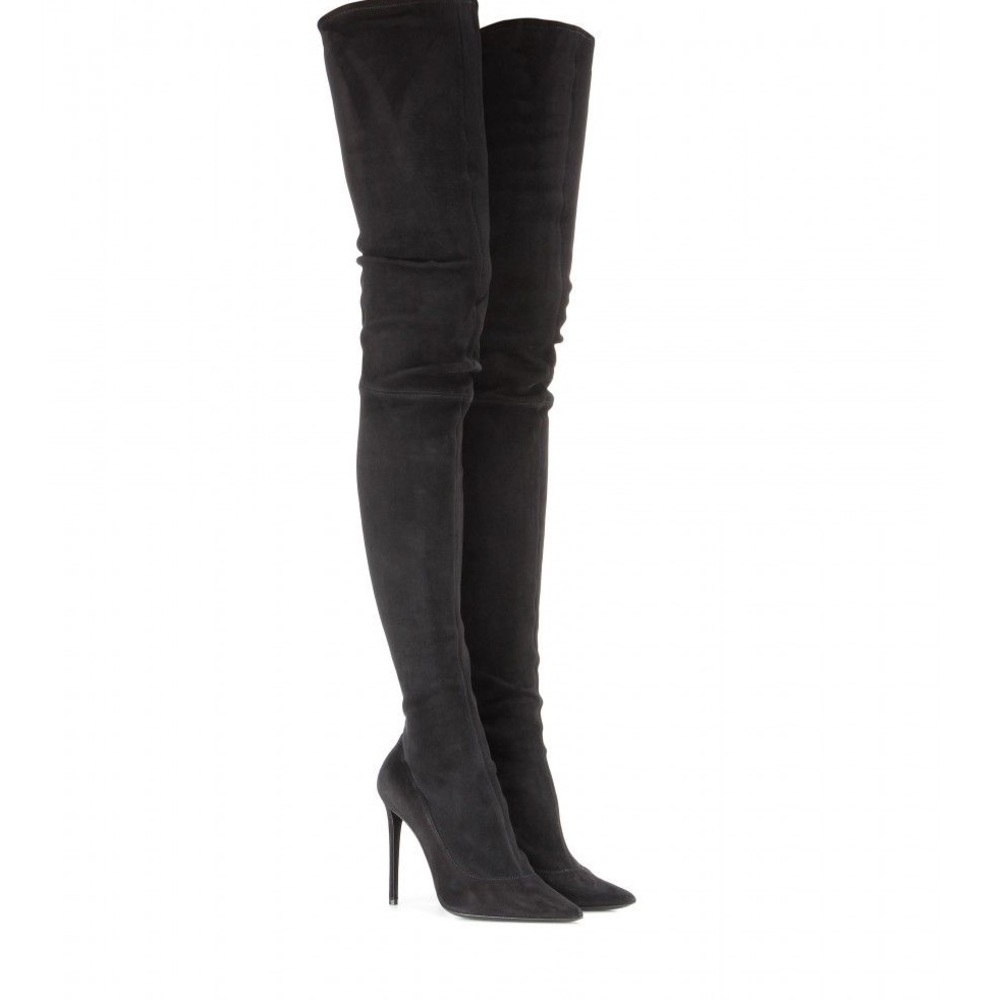 Tamara Mellon Black Suede Thigh High Boots